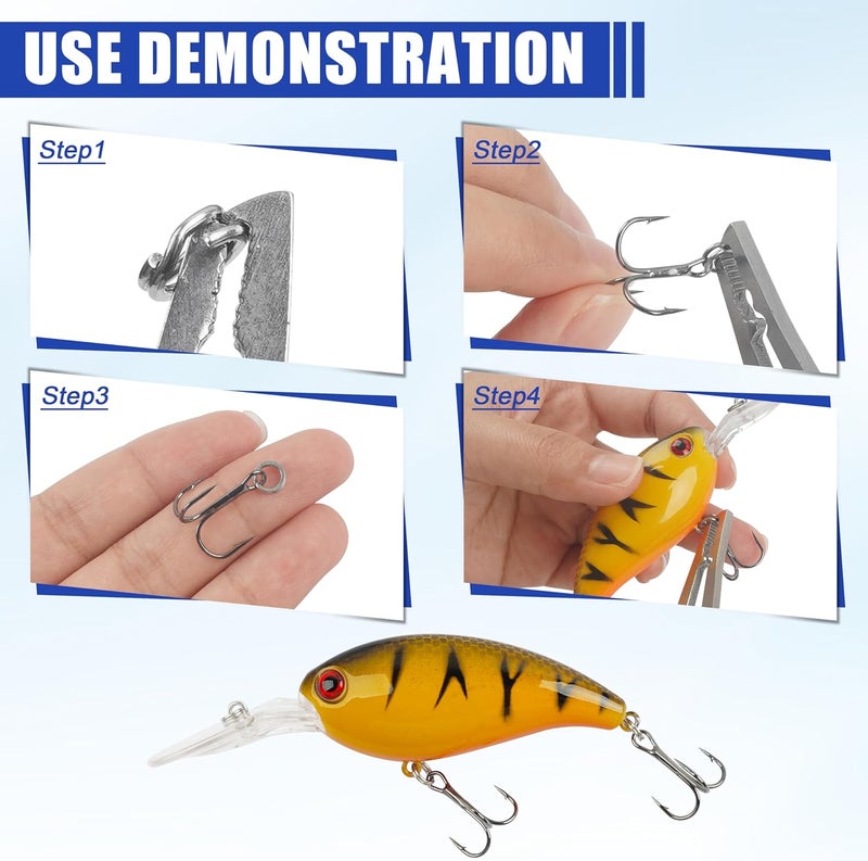 Shaddock Fishing Fishing Treble Hooks Kit High Carbon Steel Treble Fishing Hooks Ring Set Strong Sharp Round Bend for Trout Bass Catfish Lures Baits Freshwater Saltwater - Image 4